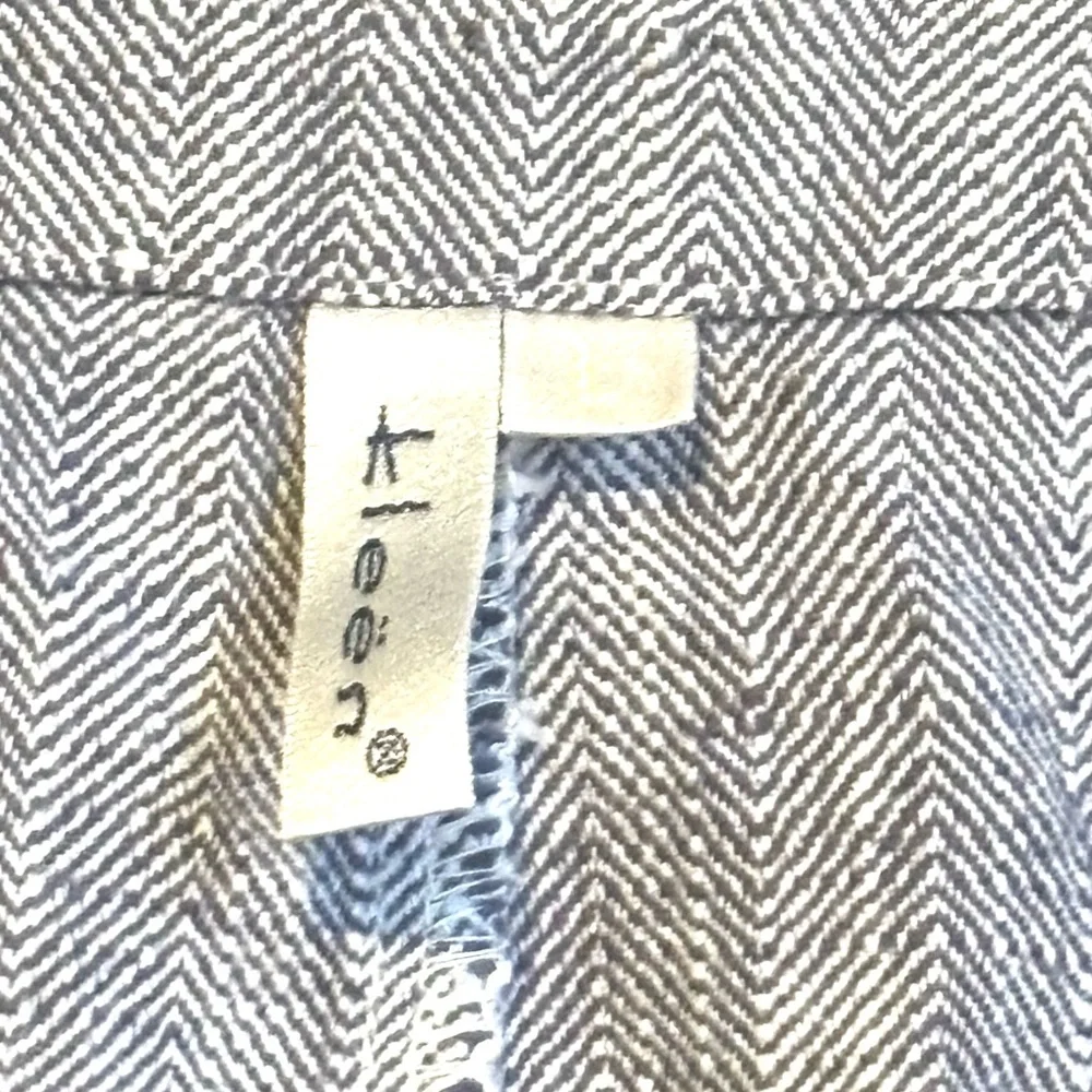 Keen Button Down Tunic Top Linen Cotton chevron Print Sz L Lagenlook Minimalist - Picture 5 of 6